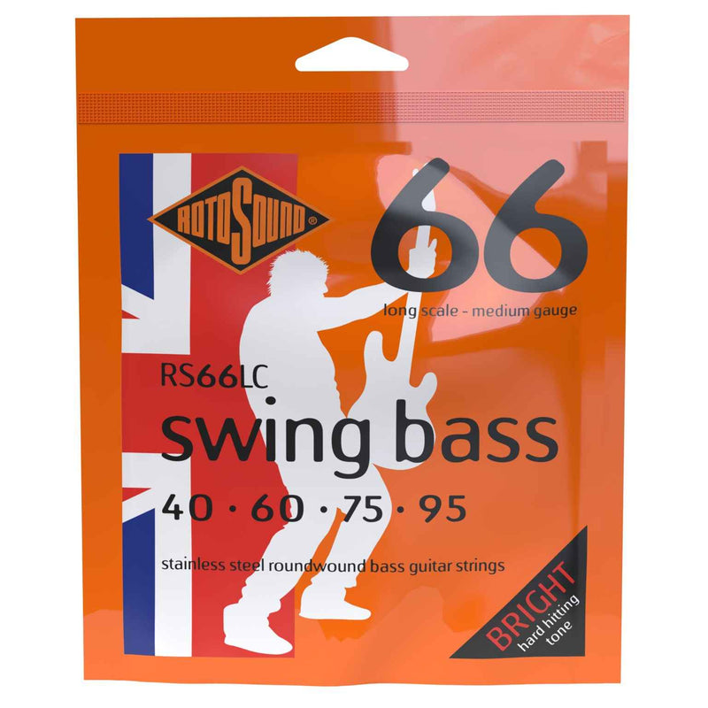 Rotosound RS66LC Swing Bass 66 Stainless Steel Roundwound Bass Strings - 40-95 Long Scale Medium Gauge