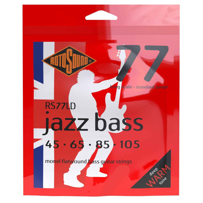 Rotosound RS 77LD Monel Flat Wound Jazz Bass Strings, Long Scale, Standard (.045-.105)