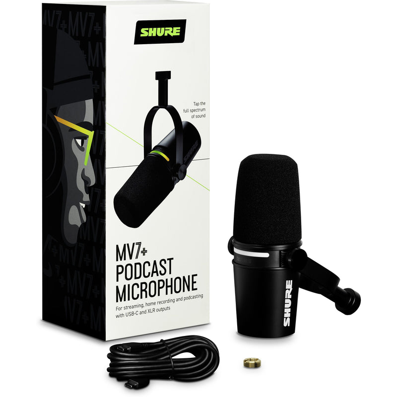 Shure MV7+ Hybrid USB/XLR Podcast Microphone - Black