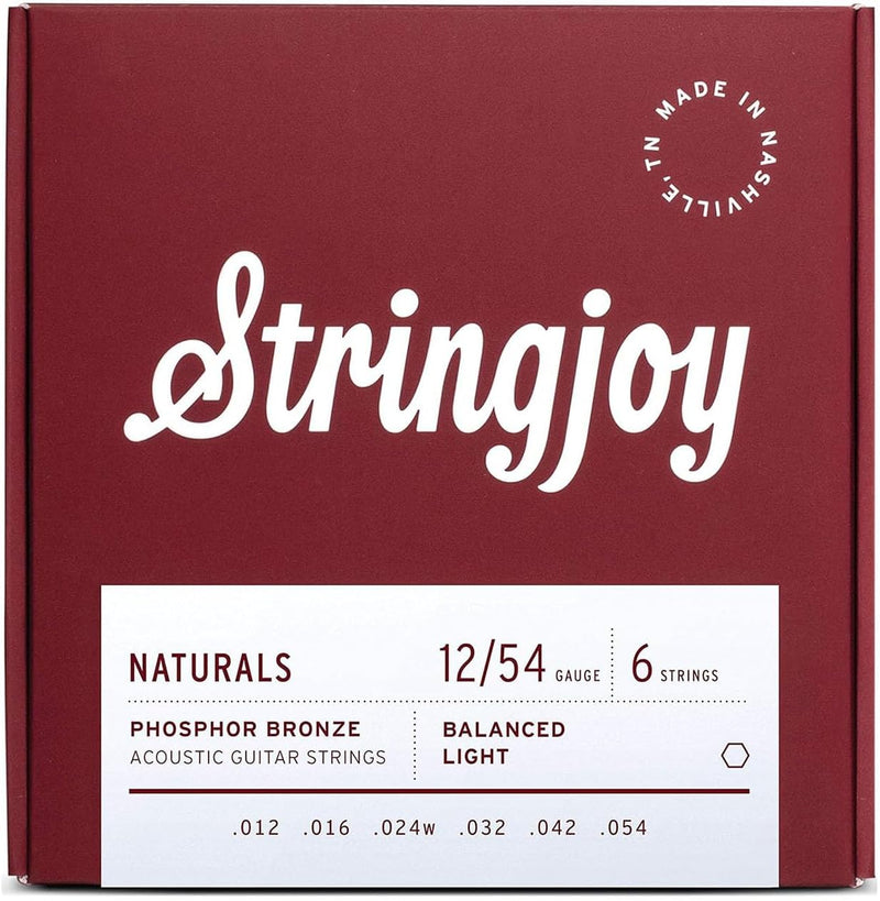 Stringjoy Naturals Medium Gauge (13-56) Phosphor Bronze Acoustic Guitar Strings
