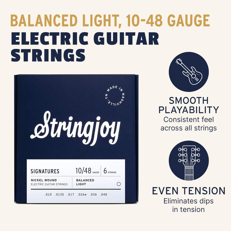 Stringjoy Signatures Balanced Light Gauge (10-48) Nickel Wound Electric Guitar Strings