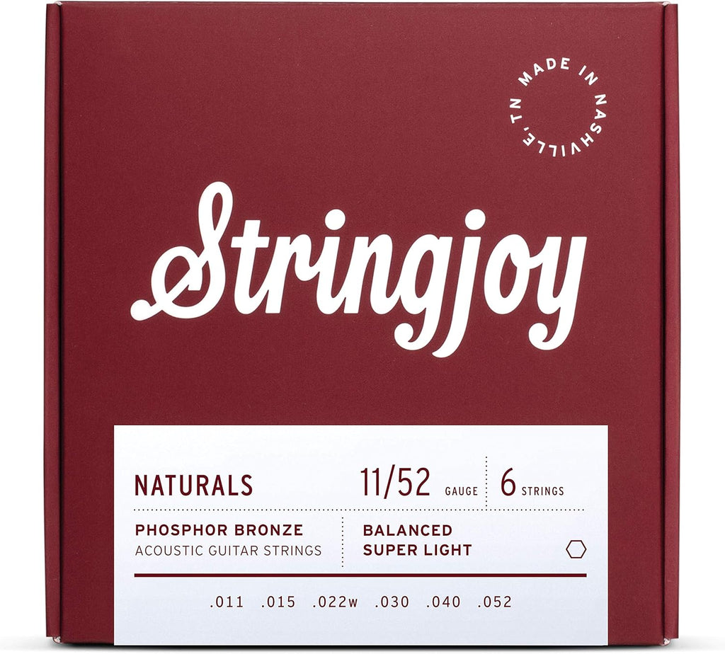 Stringjoy Naturals Super Light Gauge (11-52) Phosphor Bronze Acoustic Guitar Strings