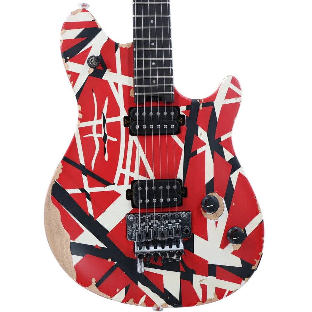 EVH Limited Edition Wolfgang Special Striped Series Guitar w/ Gig Bag - Red Black and White Aged