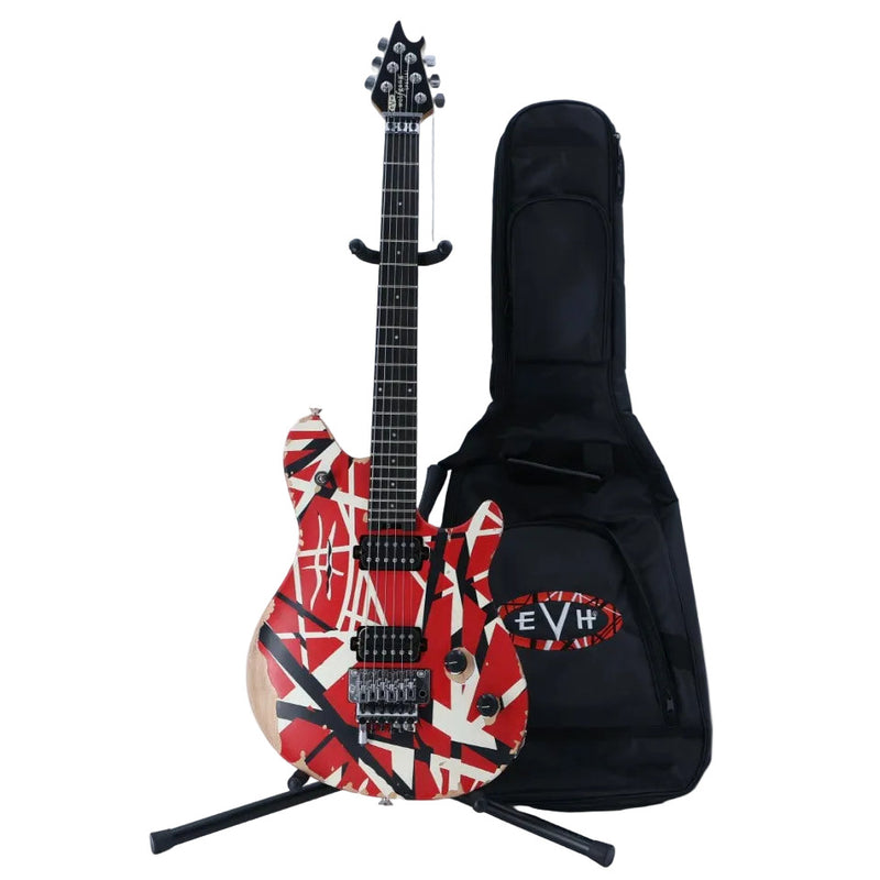EVH Limited Edition Wolfgang Special Striped Series Guitar w/ Gig Bag - Red Black and White Aged