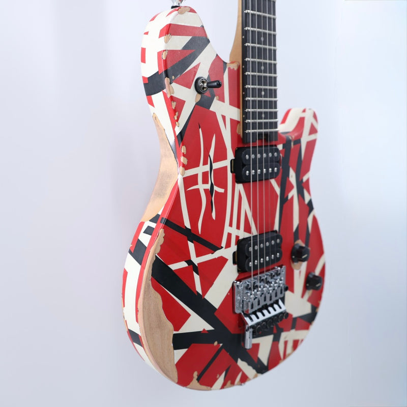 EVH Limited Edition Wolfgang Special Striped Series Guitar w/ Gig Bag - Red Black and White Aged