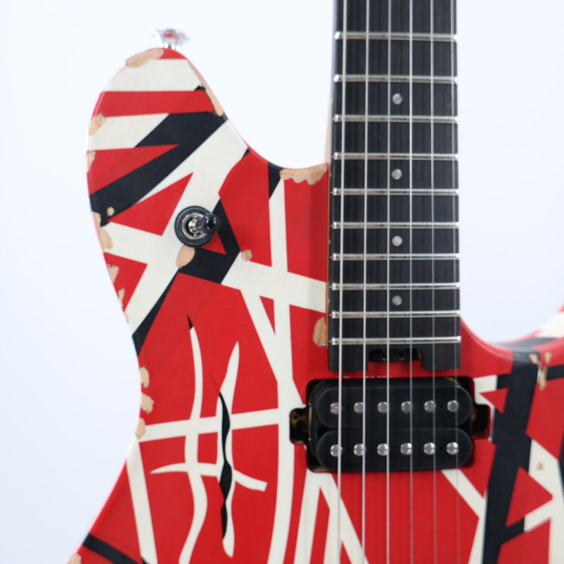 EVH Limited Edition Wolfgang Special Striped Series Guitar w/ Gig Bag - Red Black and White Aged