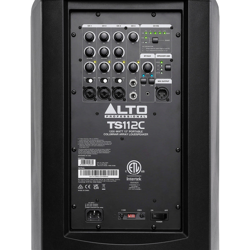 Alto Pro TS112C 1200W Column PA System with Bluetooth, Mixer & App Control