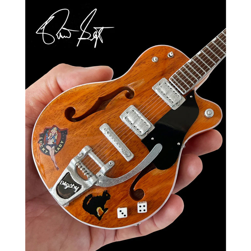 Axe Heaven Brian Setzer Gretsch Nashville Orange Dice Hollow Body Mini Guitar Replica