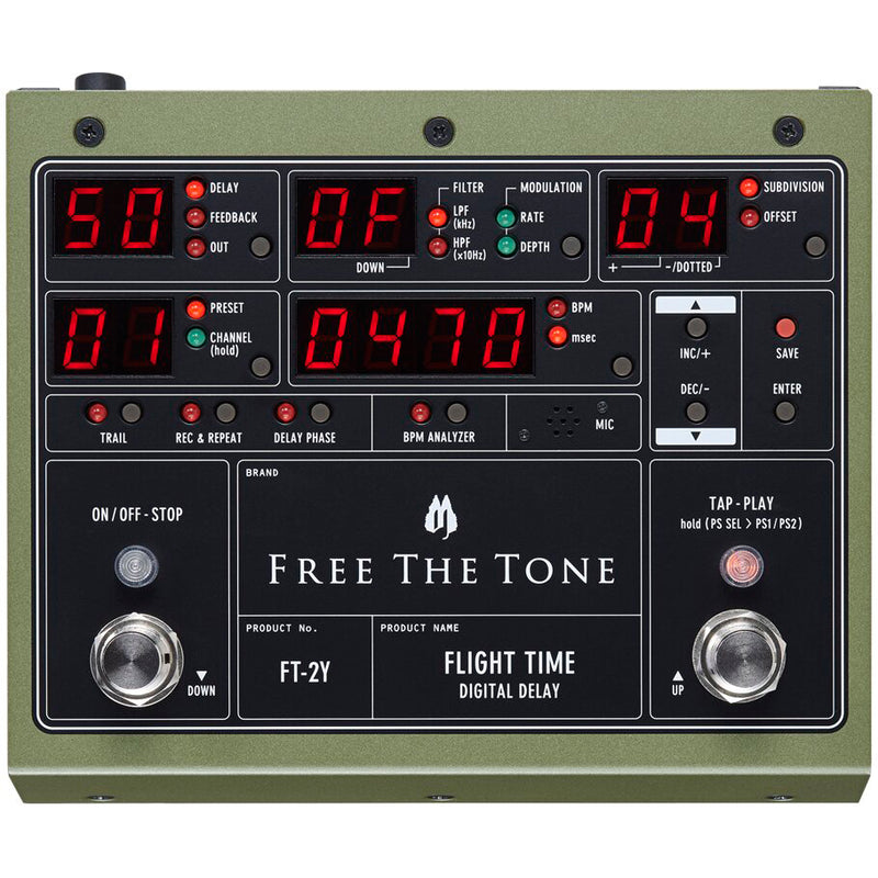 Free The Tone FT-2Y Flight Time 2 Digital Delay Electric Guitar Effects Pedal