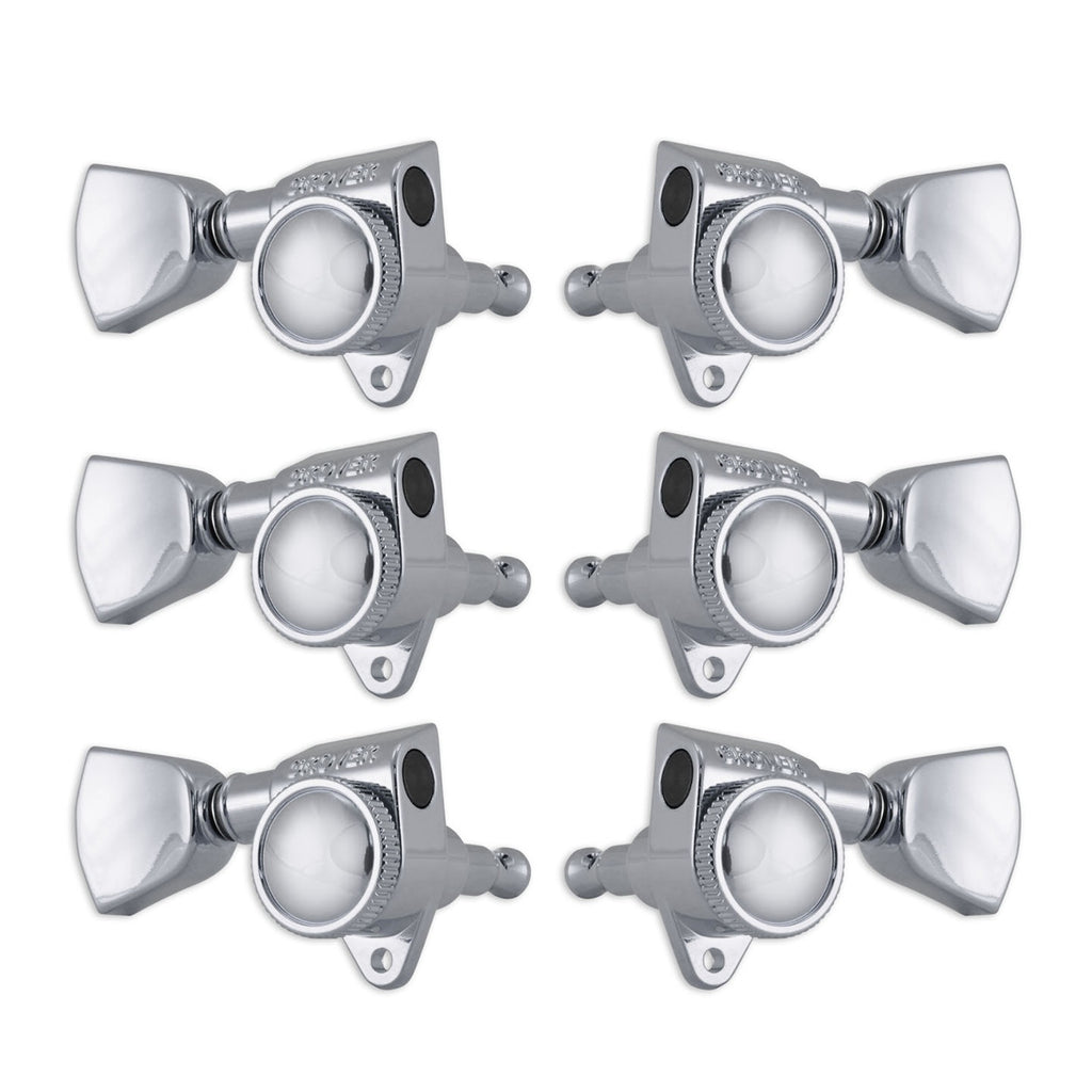 Grover 502CK Roto-Grip Locking Rotomatic Tuners, 3-Per-Side - Chrome with Keystone Buttons