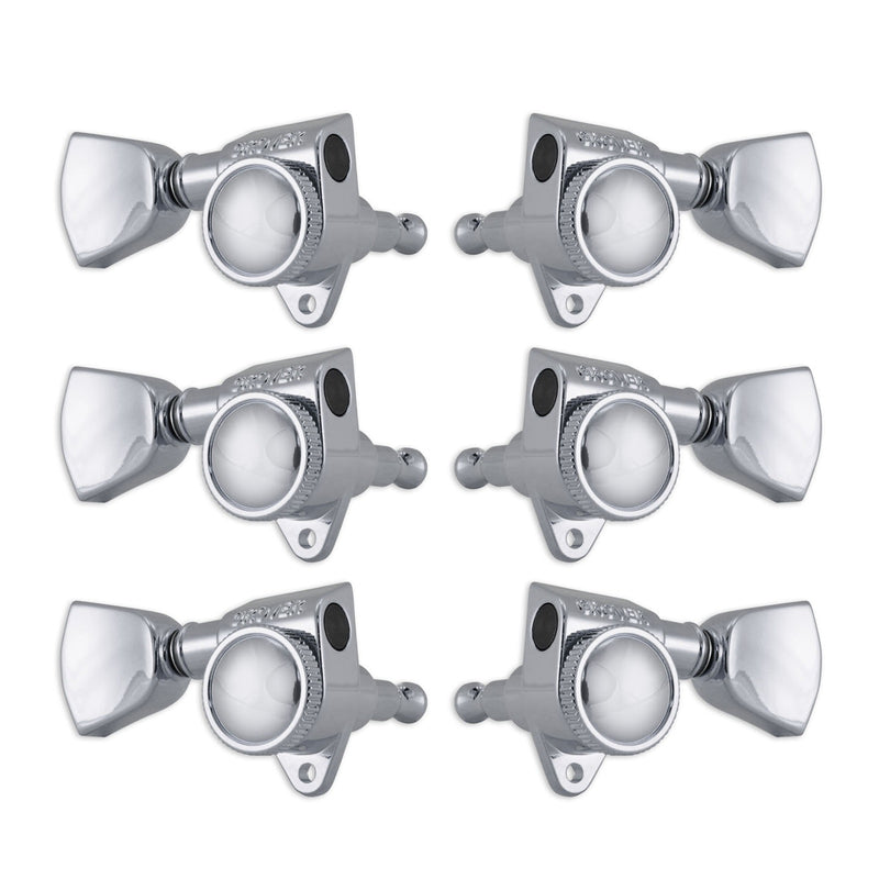 Grover 502CK Roto-Grip Locking Rotomatic Tuners, 3-Per-Side - Chrome with Keystone Buttons