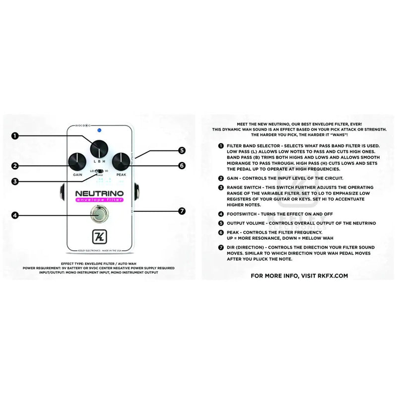 Keeley Neutrino V2 Envelope Filter Auto Wah Pedal