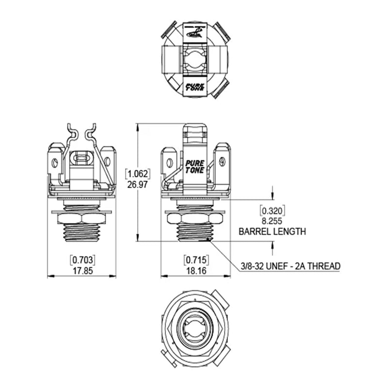 Pure Tone PTT5 Pure Tone Barrel Jack - Nickel