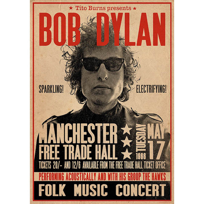 Bob Dylan Manchester Free Trade Hall 1966 Concert Poster