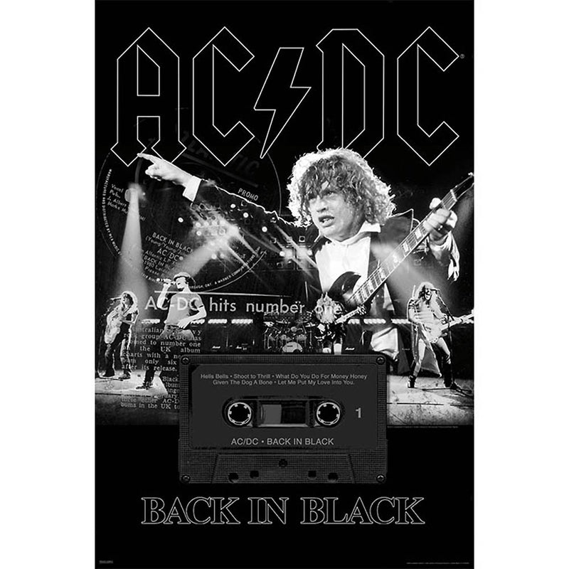 AC/DC Back in Black Poster - Angus Young with Gibson SG