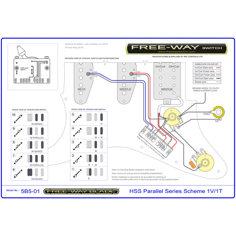 Free-Way 10-Way Blade Strat-Style Pickup Selector Switch 5B5-01