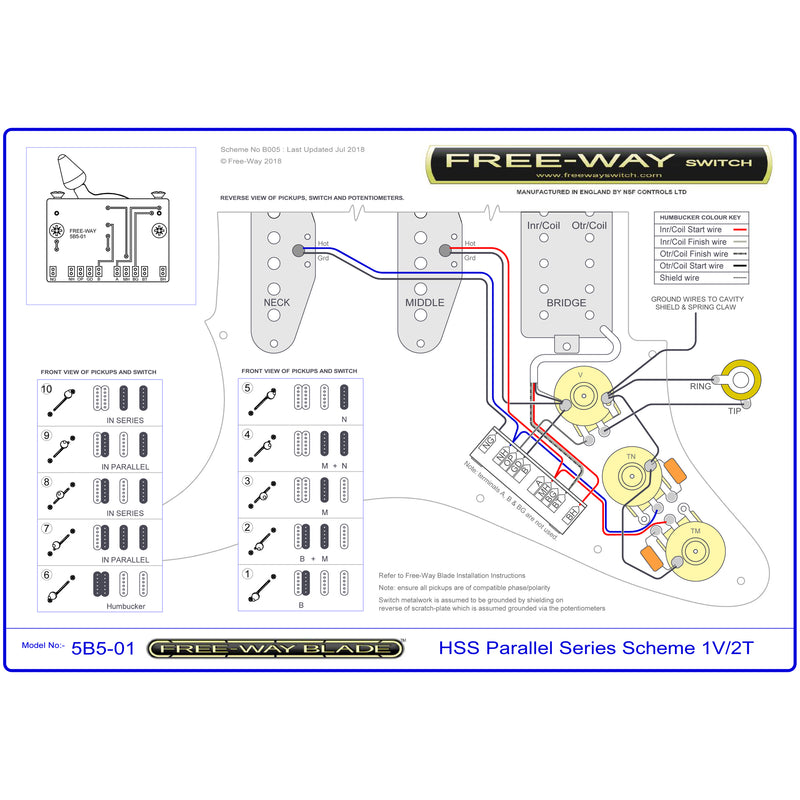 Free-Way 10-Way Blade Strat-Style Pickup Selector Switch 5B5-01