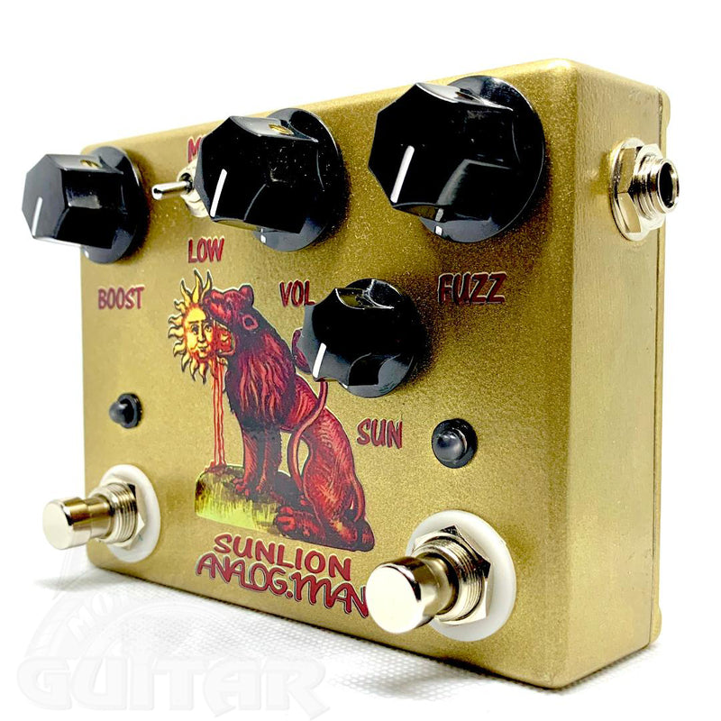 Analog Man Sun Lion Fuzz Booster Pedal w/Germanium USA Transistors, Side Jacks and Power Jack