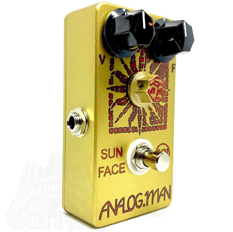 Analog Man Sun Face Fuzz Pedal w/RCA Germanium Low Gain Transisters, Red LED, Power Jack & Sundial Knob