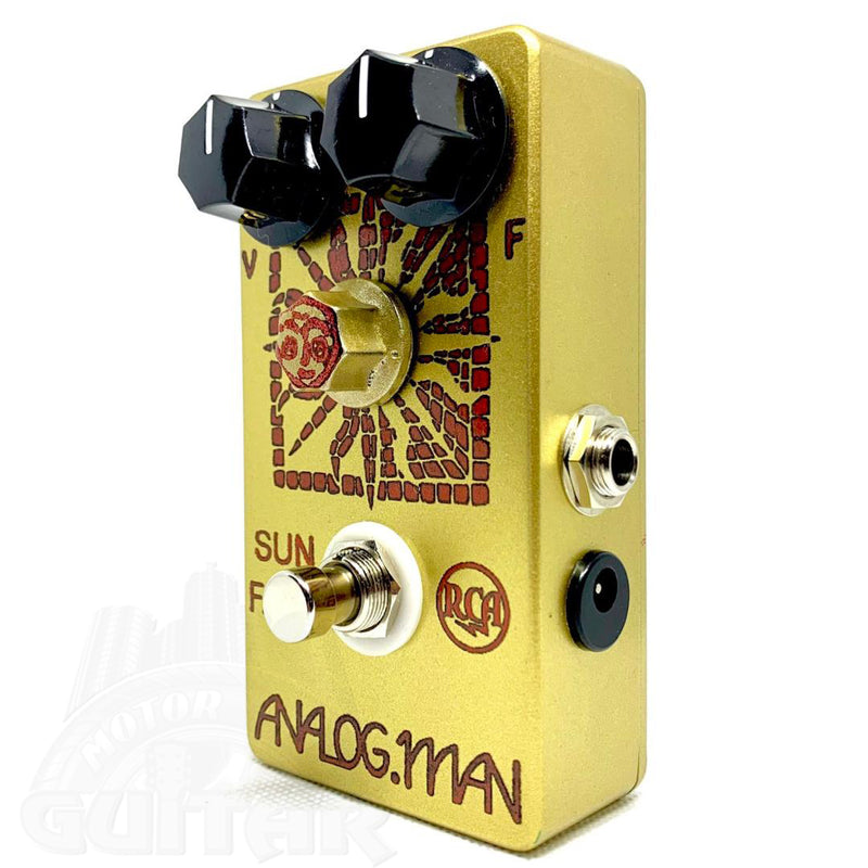 Analog Man Sun Face Fuzz Pedal w/RCA Germanium Low Gain Transisters, Red LED, Power Jack & Sundial Knob