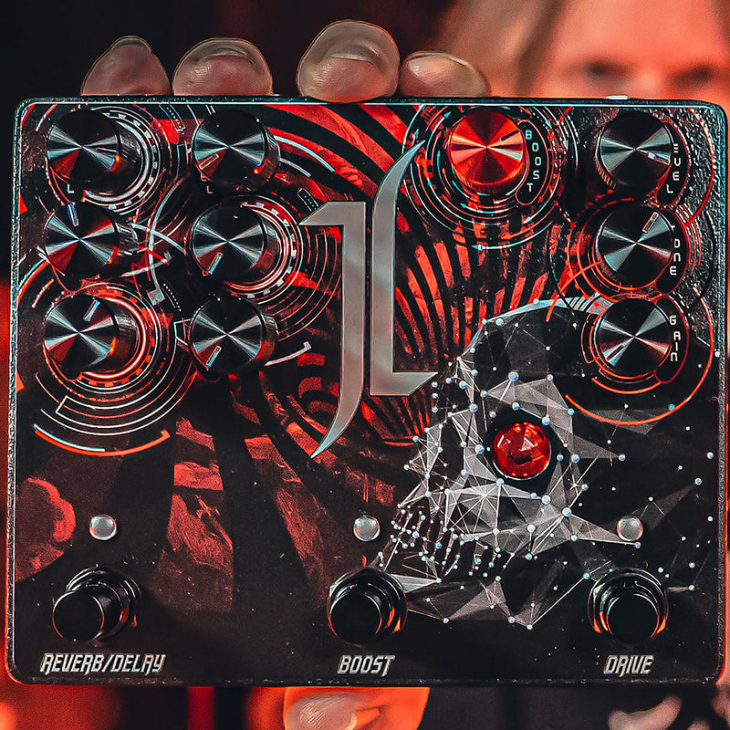 all pedal jeff loomis All-Pedal Devil's Triad Jeff Loomis Signature Overdrive Boost Delay and Reverb Pedal