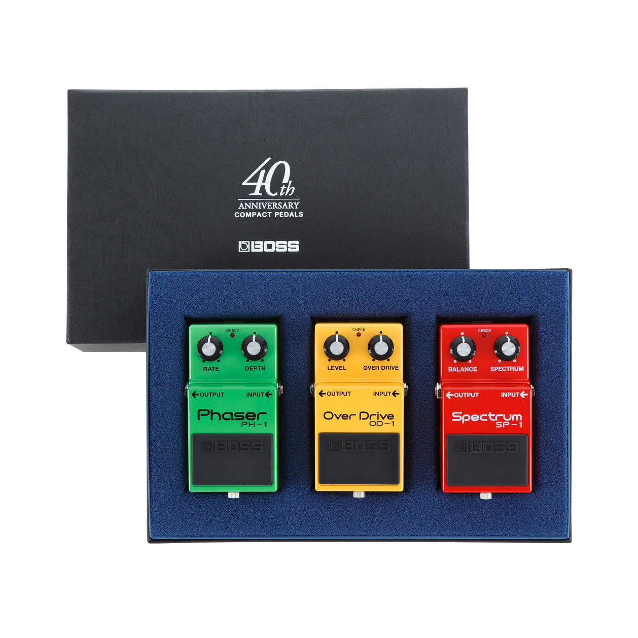 Boss BOX-40-40th Anniversary Box Set - Limited Edition includes; SP-1  Spectrum, OD-1 Overdrive, PH-1 Phaser