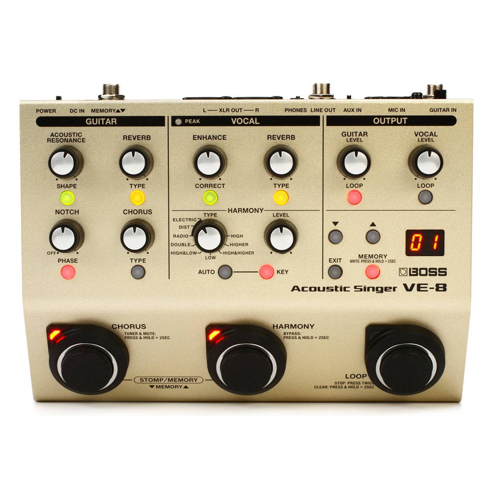 boss acoustic guitar effects pedal Boss VE-8 Acoustic Singer Guitar/Vocal Effects Pedal