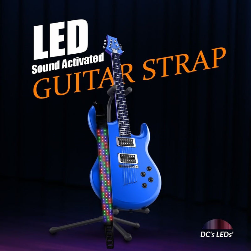 DC's LED's Sound Activated LED Light Show Guitar Strap - Black
