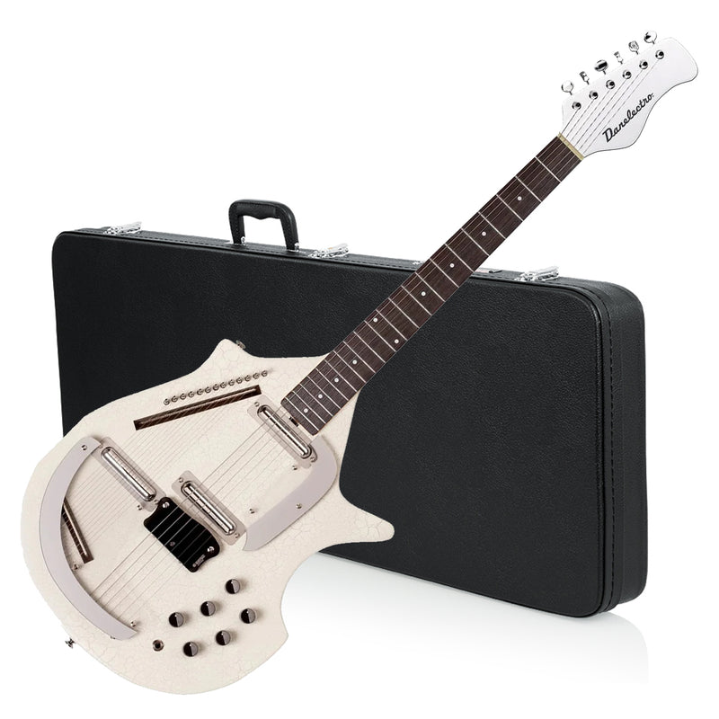 Danelectro Coral Sitar Reissue Guitar with Hardshell Case Bundle - White Crackle