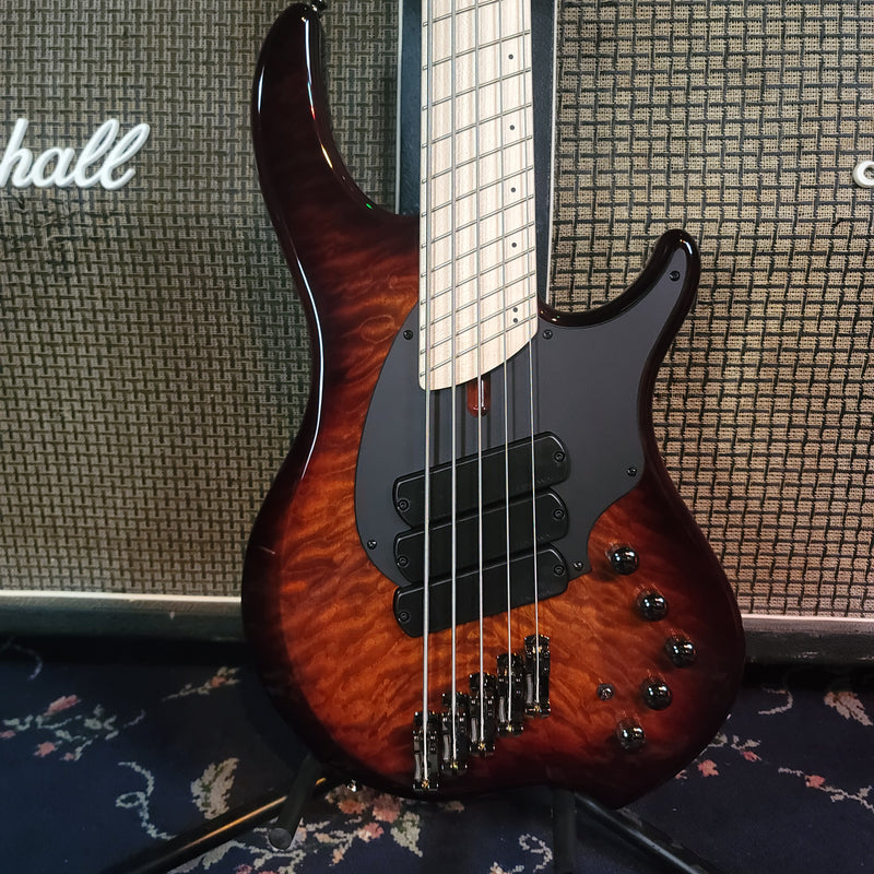 Dingwall Combustion 3X 5-String Multi-Scale Bass - 3-Pickup Quilt Top Vintageburst w/Maple Fretboard
