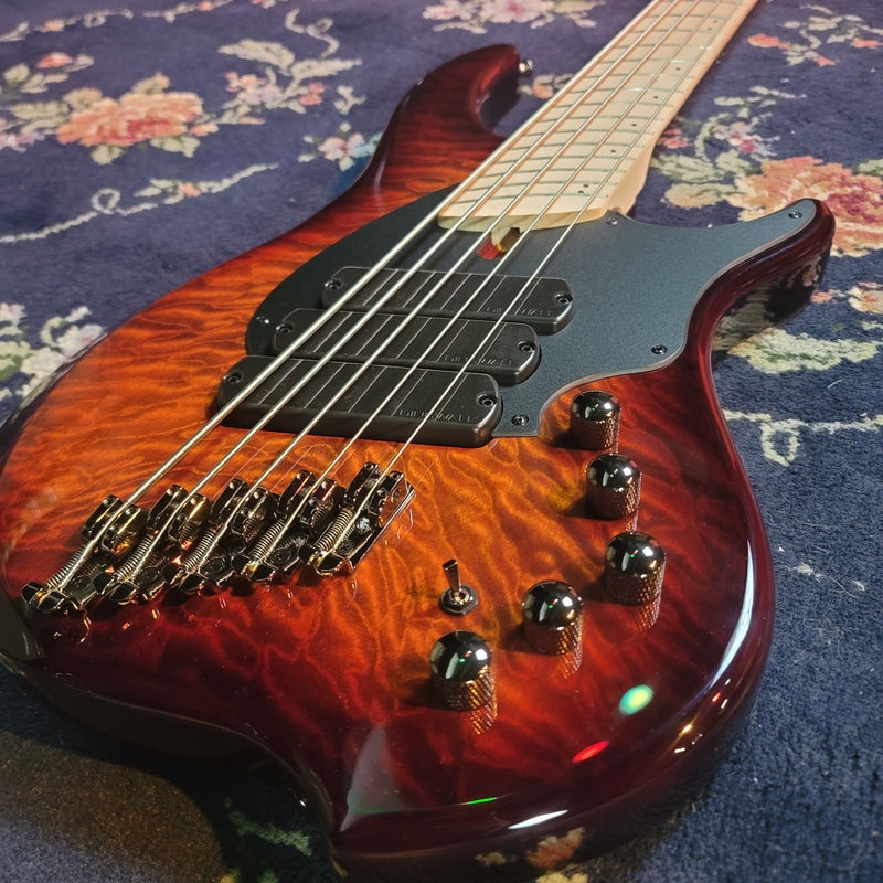 Dingwall Combustion 3X 5-String Multi-Scale Bass - 3-Pickup Quilt Top Vintageburst w/Maple Fretboard
