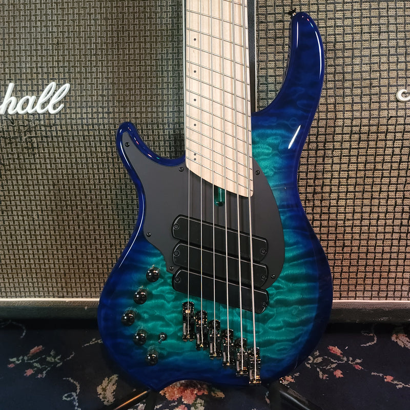 Dingwall Left-Handed Combustion 3X 6-String Multi-Scale Bass - 3-Pickup Quilt Top Whalepool Burst w/Maple Fretboard