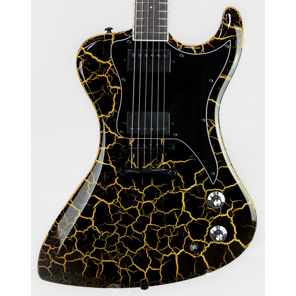 Dunable DE Series R2 Guitar - Yellow & Black Crackle Finish