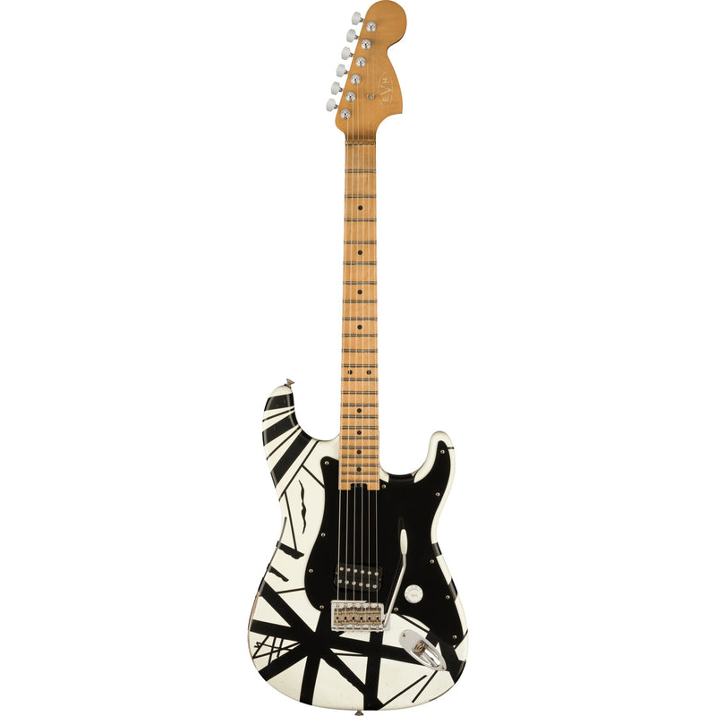 EVH Striped Series '78 Eruption Guitar - White w/ Black Stripes Relic