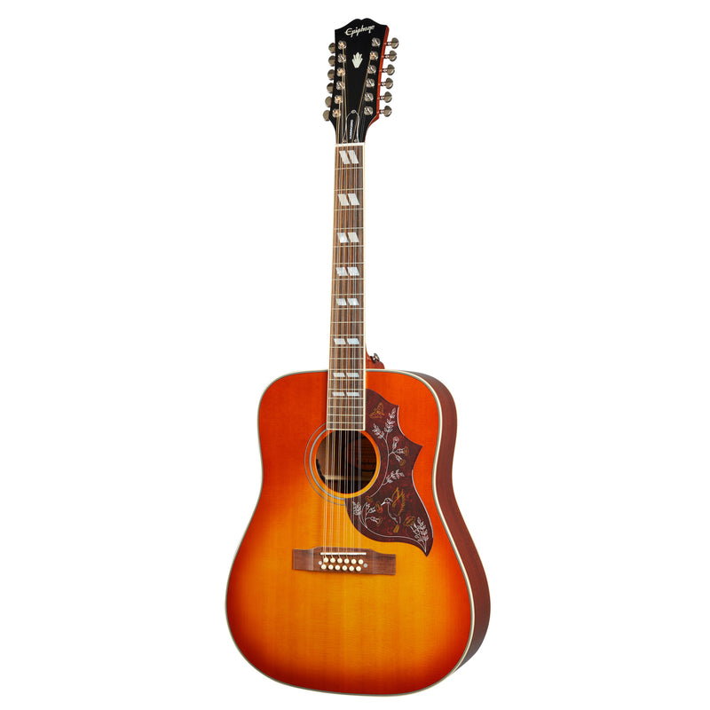 Epiphone Inspired by Gibson Hummingbird 12-String Acoustic Electric Guitar - Aged Cherry Sunburst Gloss