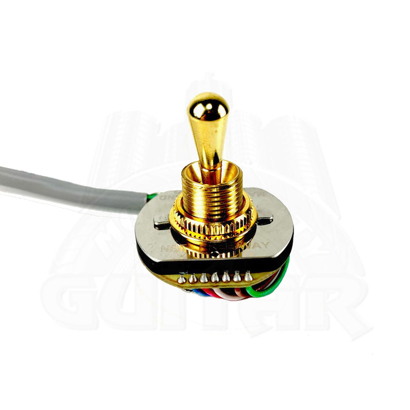 Free-Way Switch Customizable Pre-Wired 6-Way Toggle Pickup Selector 3X3-07 Gold