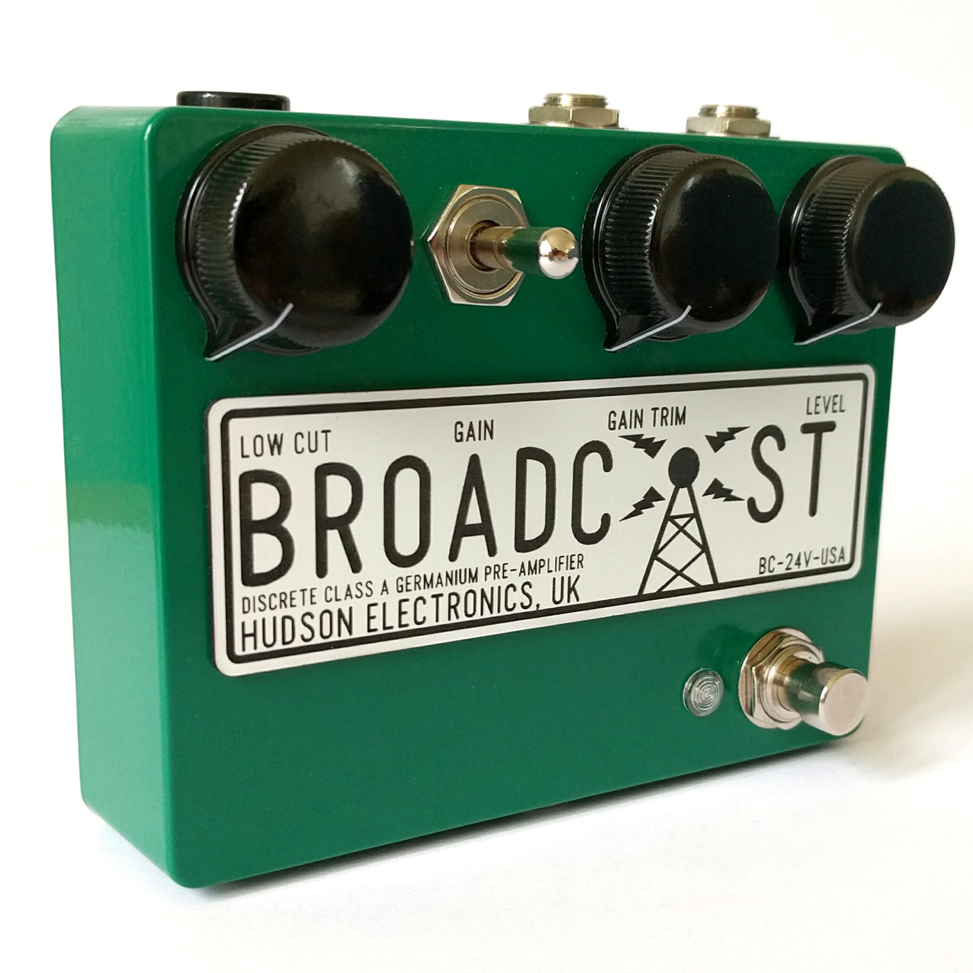 broadcast guitar pedal Hudson Electronics Broadcast 24V Limited Edition Green Discrete Class-A Germanium Pre-Amplifier Pedal