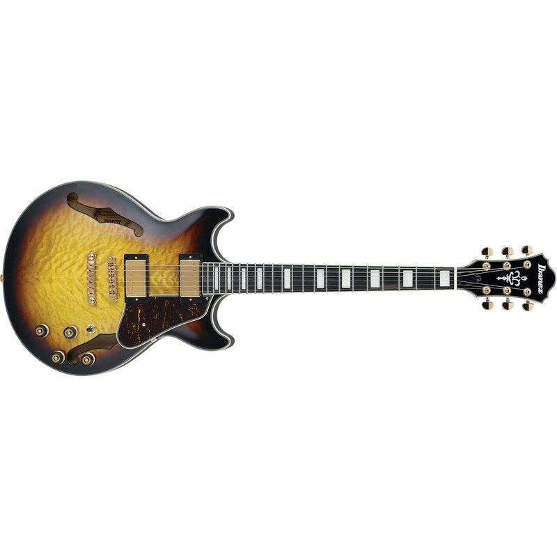 Ibanez AM93QMAYS AM Artcore Expressionist Guitar - Antique Yellow Sunburst