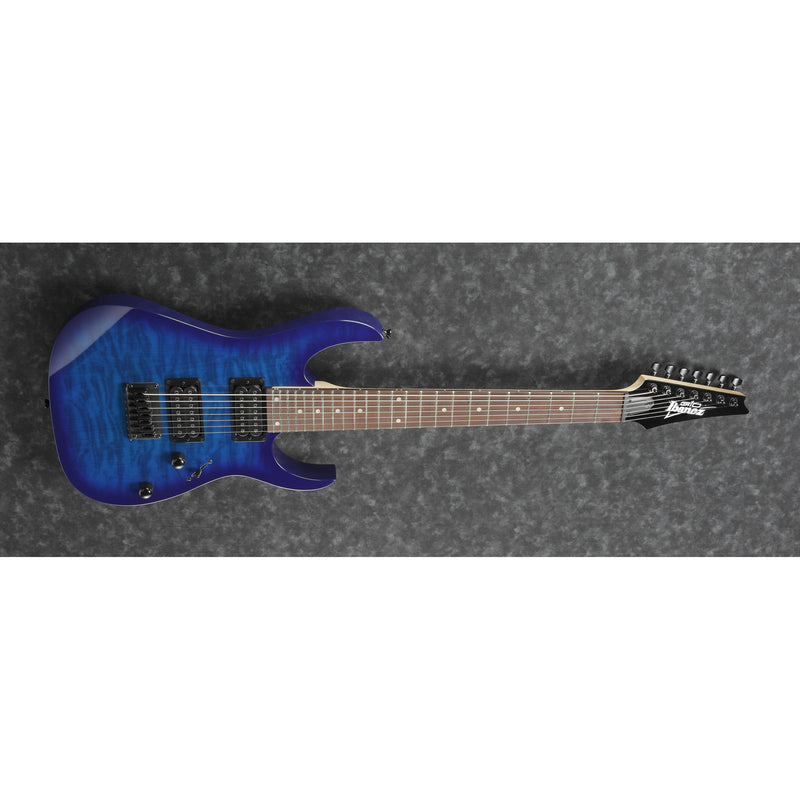 Ibanez Gio GRG7221QA 7-String Guitar - Transparent Blue Burst