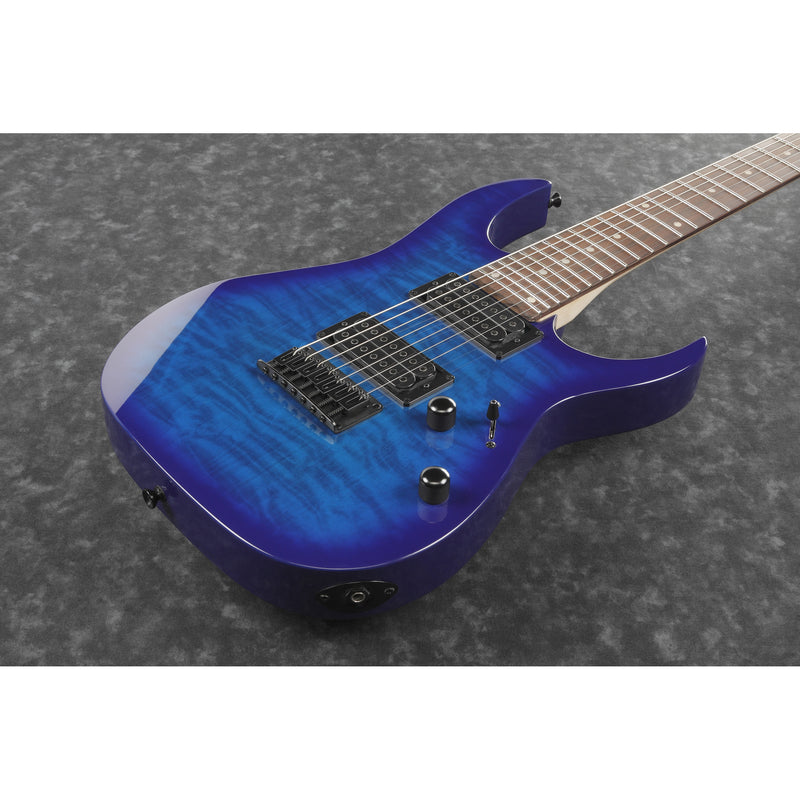 Ibanez Gio GRG7221QA 7-String Guitar - Transparent Blue Burst