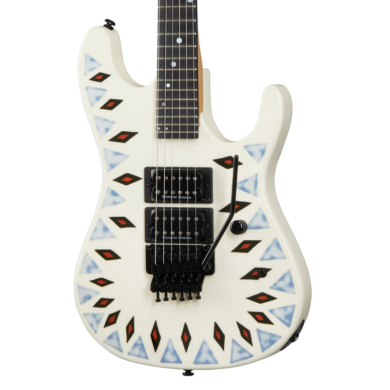 Kramer NightSwan Guitar w/Floyd Rose - Vintage White w/ Aztec Graphic