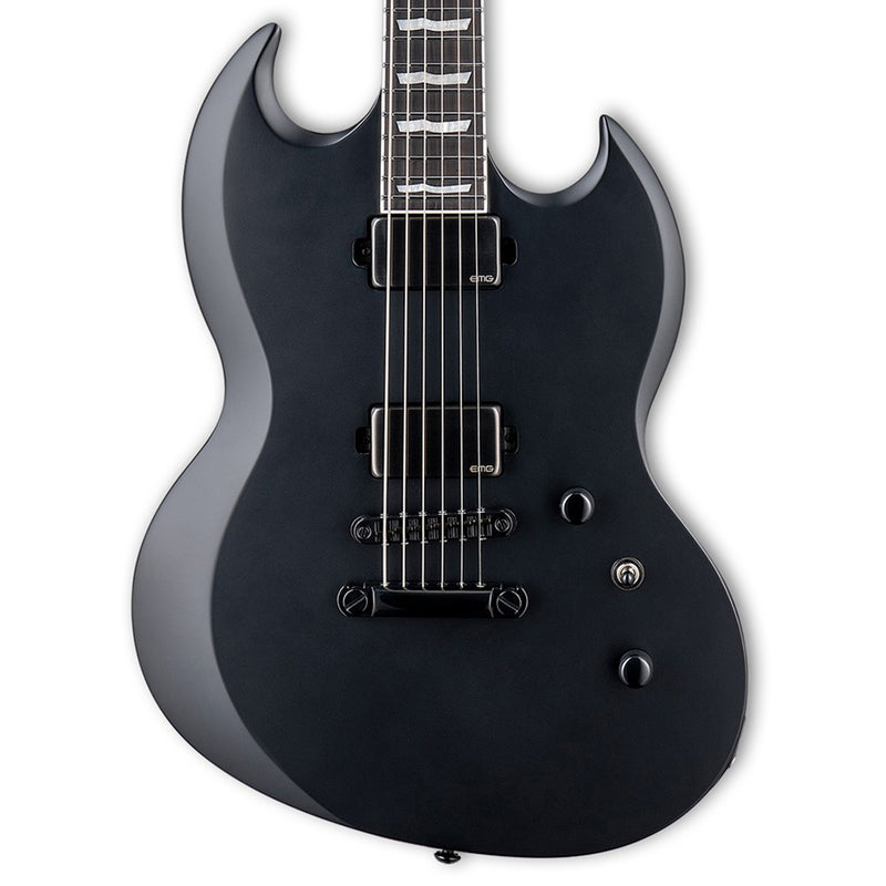 ESP LTD Viper-1000 Baritone Guitar w/ EMG Pickups and Macassar Ebony Fretboard - Black Satin