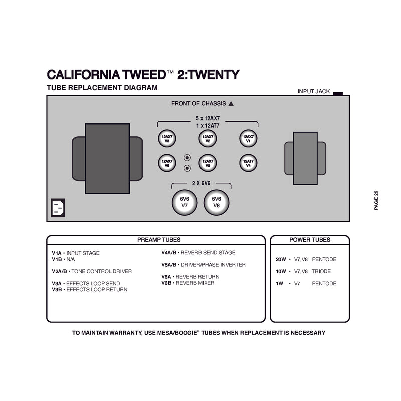 Mesa Boogie California Tweed 6V6 2:20 20 Watt Guitar Amplifier Head
