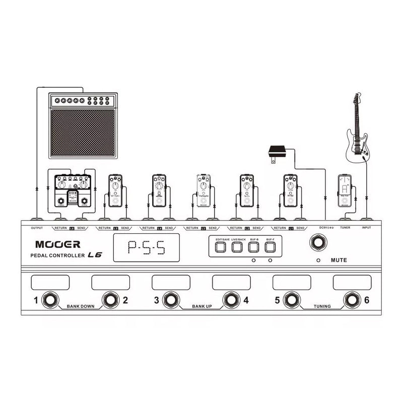 mooer pedal controller Mooer PCL6 Pedal Controller Programmable Loopswitcher