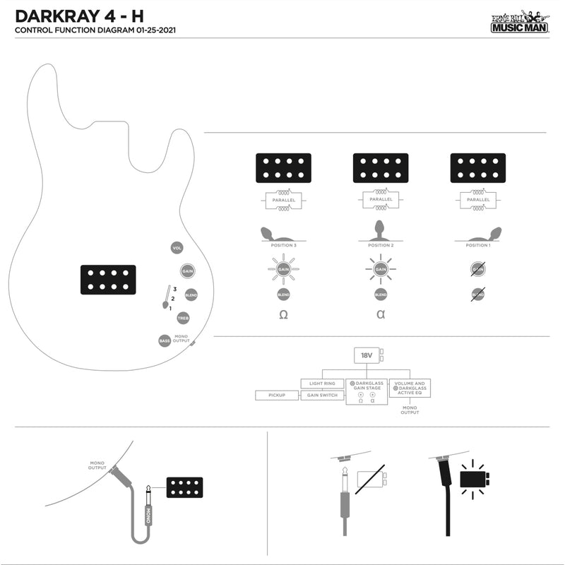 Music Man DarkRay 4 4-String Bass w/ Darkglass Electronics - Starry Night