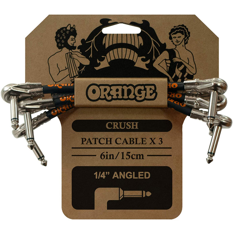 Orange CA038 Crush 6-Inch Patch Cable, 3-Pack, Right to Right, Black