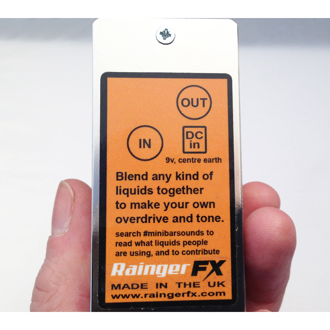 Rainger FX Minibar Liquid Analyser Fuzz/Distortion Pedal - Add Any Liquid  to Change Sounds!