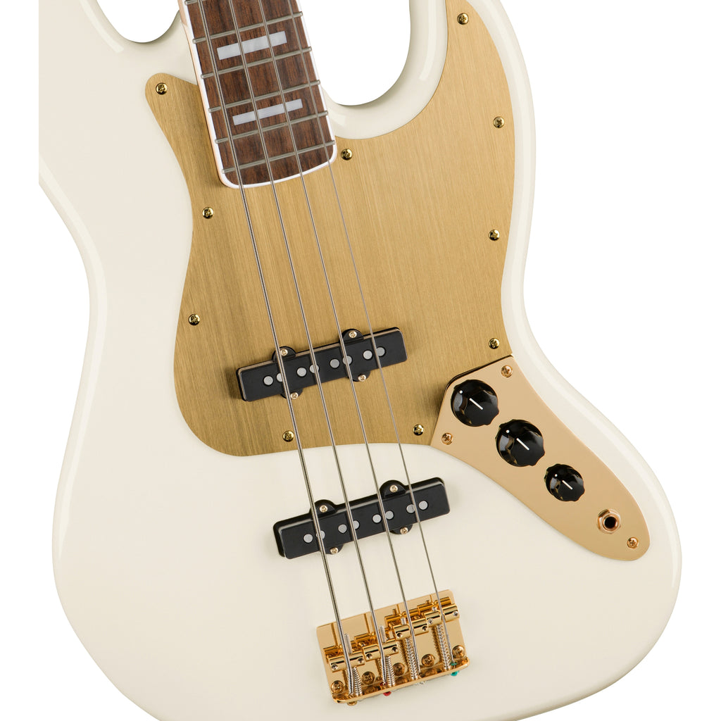 Squier 40th Anniversary Jazz Bass Gold Edition - Olympic White